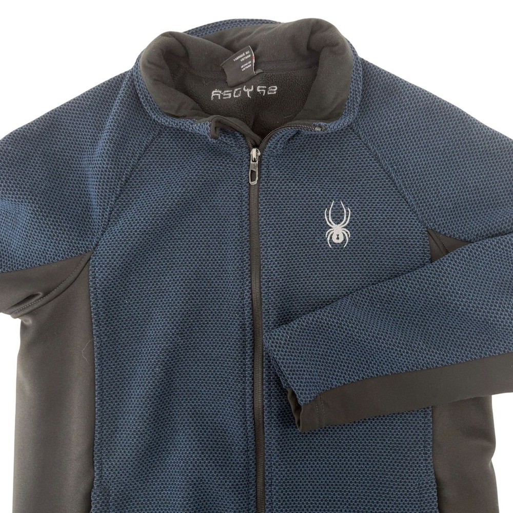 Spyder Men Jacket Full Zip Fleece Activewear Blue Black Size Medium‎ Pocket
